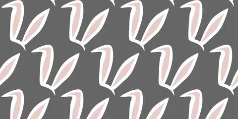 Seamless pattern background with Easter Bunny Ears Isolated on grey backgroun Illustrazione stock