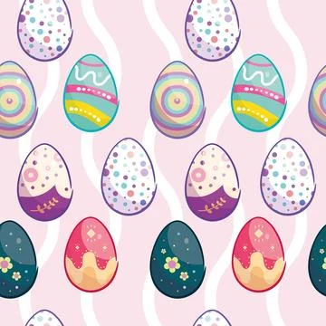 Seamless pattern background with easter eggs icons Vector イラスト素材