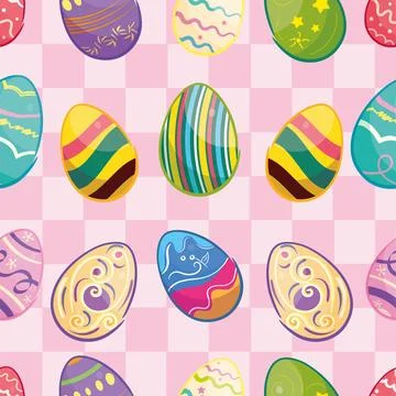 Seamless pattern background with easter eggs icons Vector 스톡 일러스트