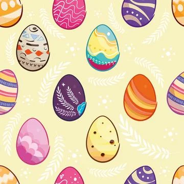 Seamless pattern background with easter eggs icons Vector Stock Illustration