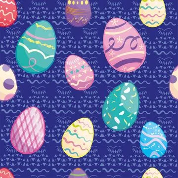Seamless pattern background with easter eggs icons Vector Stock Illustration