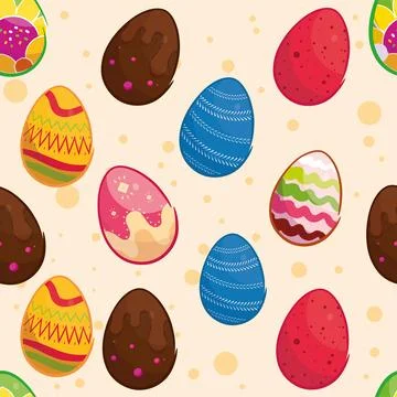 Seamless pattern background with easter eggs icons Vector Illustrazione stock