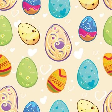 Seamless pattern background with easter eggs icons Vector Stock Illustration