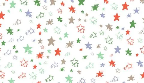 Seamless pattern background featuring colorful hand drawn shooting stars in red イラスト素材