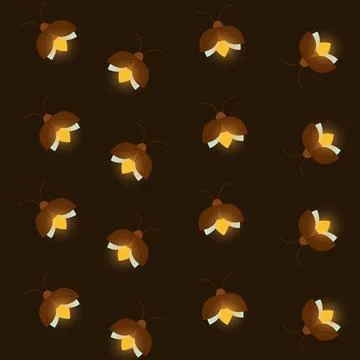 Seamless pattern background with firefly insect icons Vector 스톡 일러스트