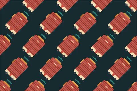 Seamless pattern background with flat luggage icon Stock Illustration