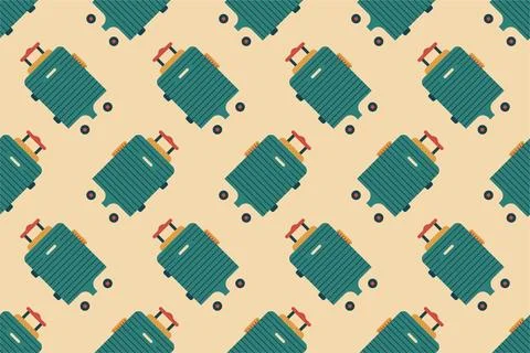 Seamless pattern background with flat luggage icon Stock Illustration