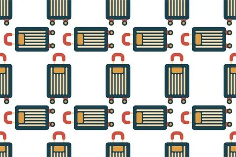 Seamless pattern background with flat luggage icon Stock Illustration
