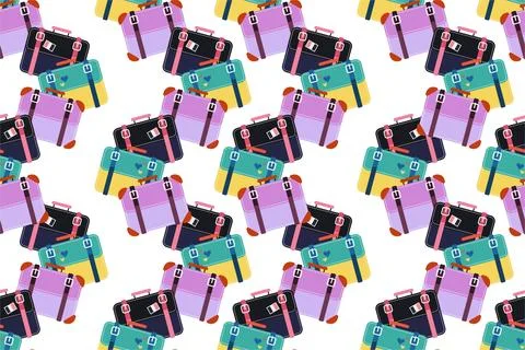 Seamless pattern background with flat luggage icon Stock Illustration