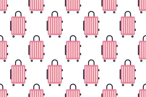 Seamless pattern background with flat luggage icon Stock Illustration