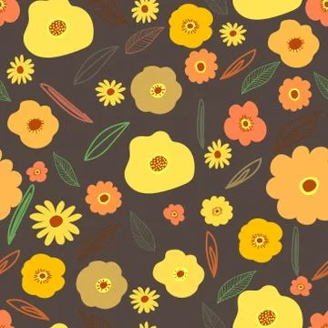 Seamless pattern background with flowers and leaves. Vector illustration for  Stock Illustration
