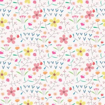 Seamless pattern background with flowers and leaves. Vector illustration for  Stock Illustration
