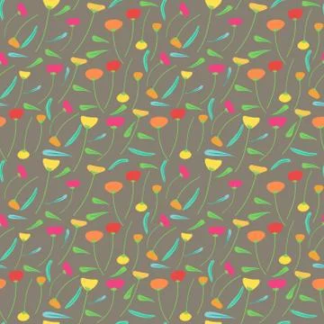 Seamless pattern background with flowers and leaves. Vector illustration for  Stock Illustration