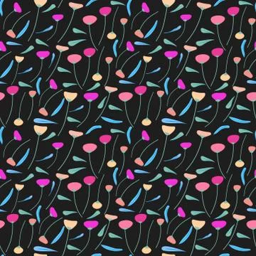 Seamless pattern background with flowers and leaves. Vector illustration for  Stock Illustration