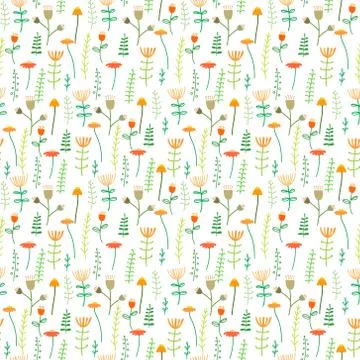Seamless pattern background with flowers and leaves. Vector illustration for  Stock Illustration