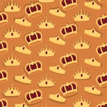 Seamless pattern background with golden crowns Vector Stock Illustration