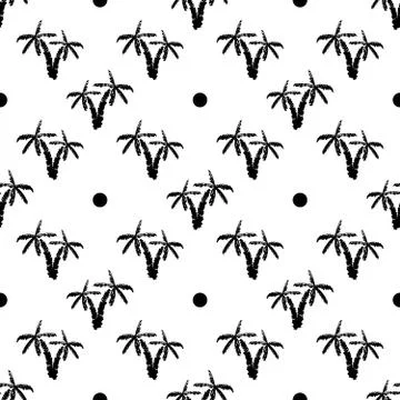 Seamless pattern background with hand drawn palm trees, summer semless, backg Stock Illustration