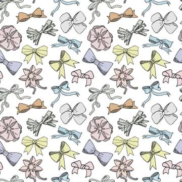 Seamless pattern background with handdrawn bows vector illustration 스톡 일러스트