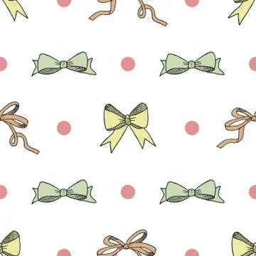 Seamless pattern background with handdrawn bows vector illustration 스톡 일러스트