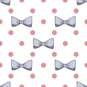 Seamless pattern background with handdrawn bows vector illustration Stock Illustration