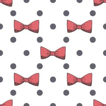 Seamless pattern background with handdrawn bows vector illustration 스톡 일러스트