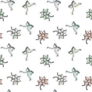 Seamless pattern background with handdrawn bows vector illustration 스톡 일러스트