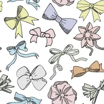 Seamless pattern background with handdrawn bows vector illustration 스톡 일러스트