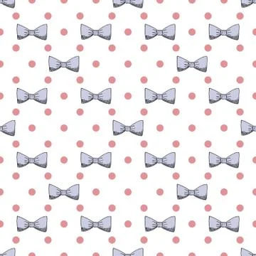 Seamless pattern background with handdrawn bows vector illustration 스톡 일러스트