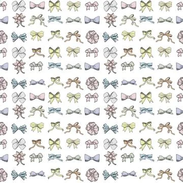 Seamless pattern background with handdrawn bows vector illustration Stock Illustration