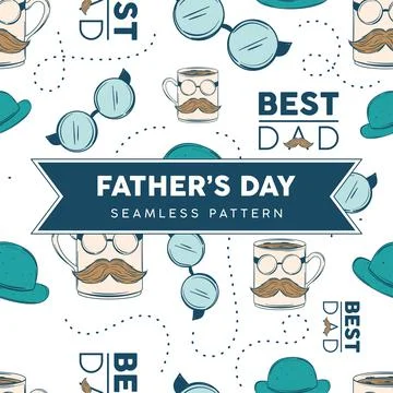 Seamless pattern background with hipster dad icons Happy father day Vector Stock Illustration