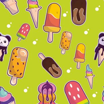 Seamless pattern background with ice cream icons Vector Stock Illustration