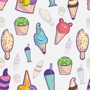 Seamless pattern background with ice cream icons Vector Stock Illustration