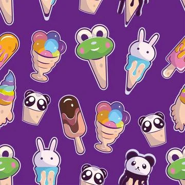 Seamless pattern background with ice cream icons Vector Stock Illustration