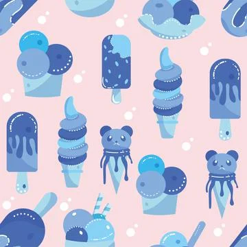 Seamless pattern background with ice cream icons Vector Stock Illustration