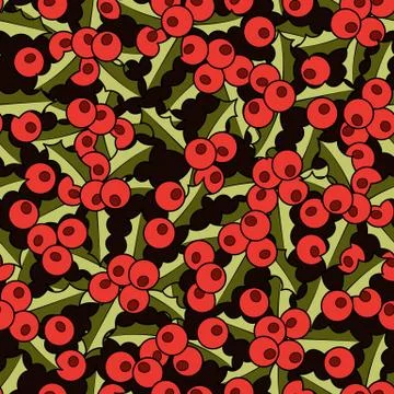 Seamless pattern background with ilex. Stock Illustration