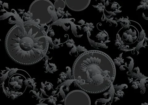 Seamless pattern, background Inbaroque, rococo, victorian, renaissance style. Stock Illustration