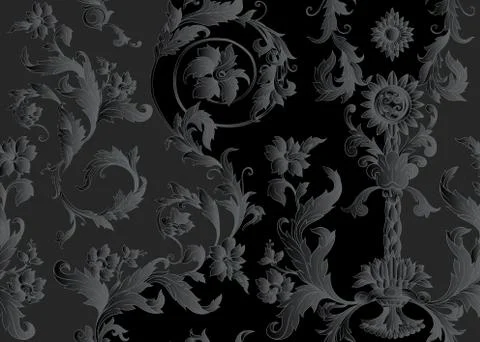 Seamless pattern, background Inbaroque, rococo, victorian, renaissance style. Stock Illustration