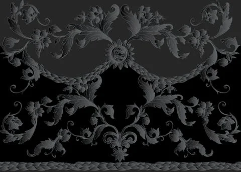 Seamless pattern, background Inbaroque, rococo, victorian, renaissance style. Stock Illustration