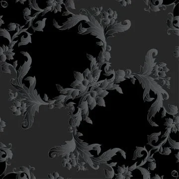 Seamless pattern, background Inbaroque, rococo, victorian, renaissance style. Stock Illustration