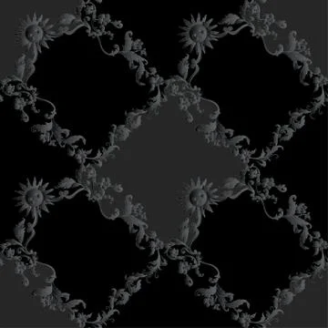 Seamless pattern, background Inbaroque, rococo, victorian, renaissance style. Stock Illustration