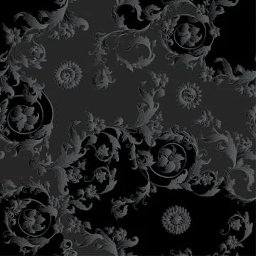 Seamless pattern, background Inbaroque, rococo, victorian, renaissance style. Stock Illustration