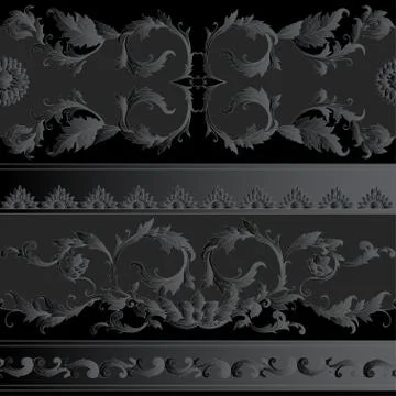 Seamless pattern, background Inbaroque, rococo, victorian, renaissance style. Stock Illustration