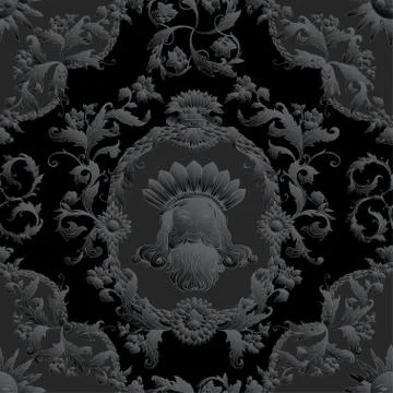 Seamless pattern, background Inbaroque, rococo, victorian, renaissance style. Stock Illustration