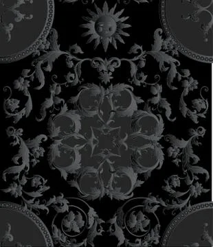 Seamless pattern, background Inbaroque, rococo, victorian, renaissance style. Stock Illustration