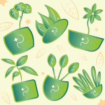 Seamless pattern background with indoor plant icons Vector Stock Illustration