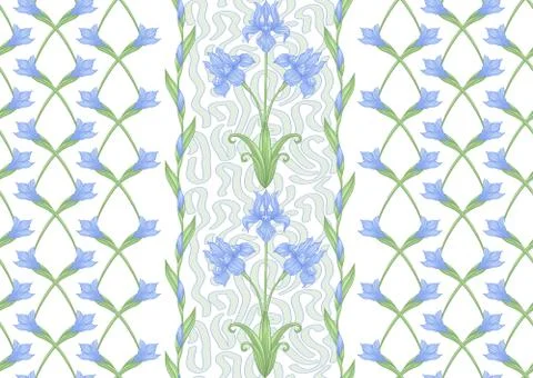 Seamless pattern, background with Iris Stock Illustration