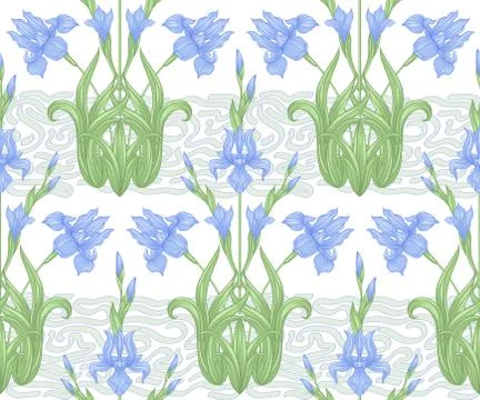 Seamless pattern, background with Iris Illustrazione stock