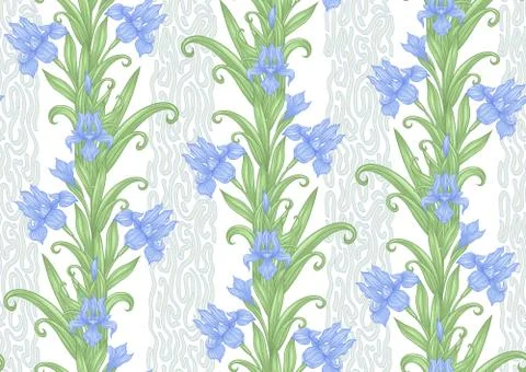 Seamless pattern, background with Iris Stock Illustration