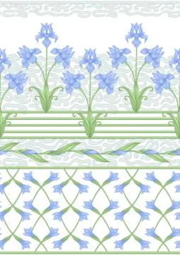 Seamless pattern, background with Iris Stock Illustration