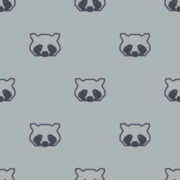 Seamless pattern background with low poly raccoon Stock Illustration